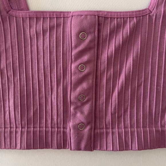 Anthropologie Purple Seamless Ribbed Snap Front Bra - Picture 3 of 6